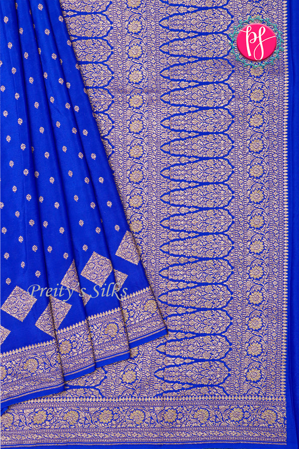 Pure Banarasi Crepe Silk Saree-Royalblue-PA22100