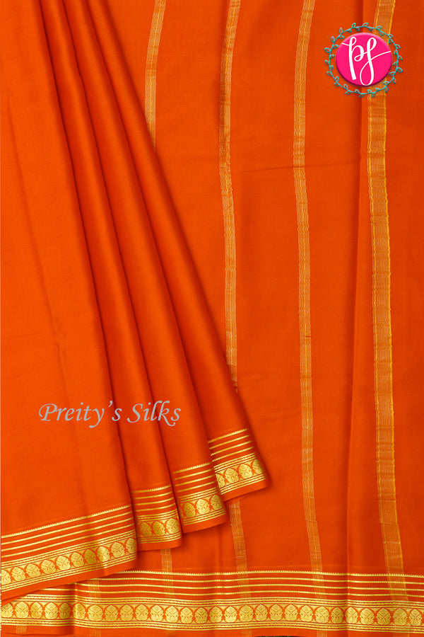 Pure Mysore Crepe Silk Saree-Orange-PA21845