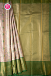 Semi Kanchipuram Silk Saree-White And Green-PA57094