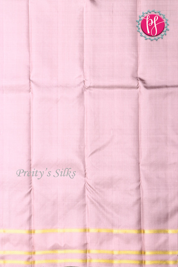 Pure Kanchipuram Silk Saree-Chocolate brown And Lightpink- PA04408
