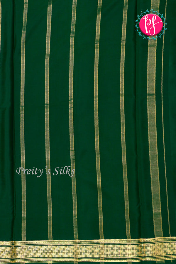 Pure Mysore Crepe Silk Saree-Rustred And Bottlegreen- PA34000