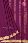 Pure Mysore Crepe Silk Saree-Deepwine-PA19804