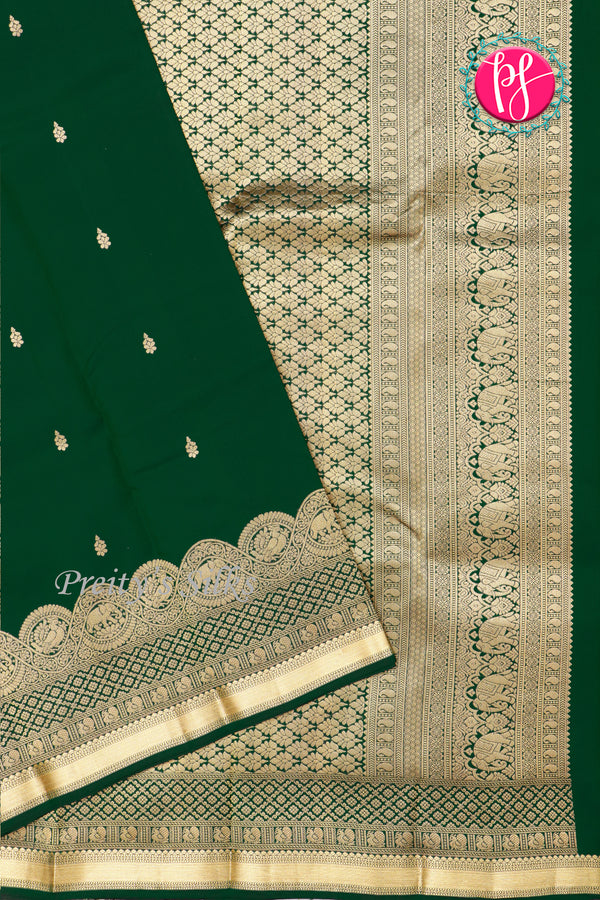 Pure Kanchipuram Silk Saree-Bottlegreen-PA27235