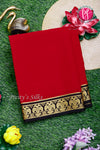 Pure Mysore Crepe Silk Saree-Gandaberunda Border-Red And Black-PA19895