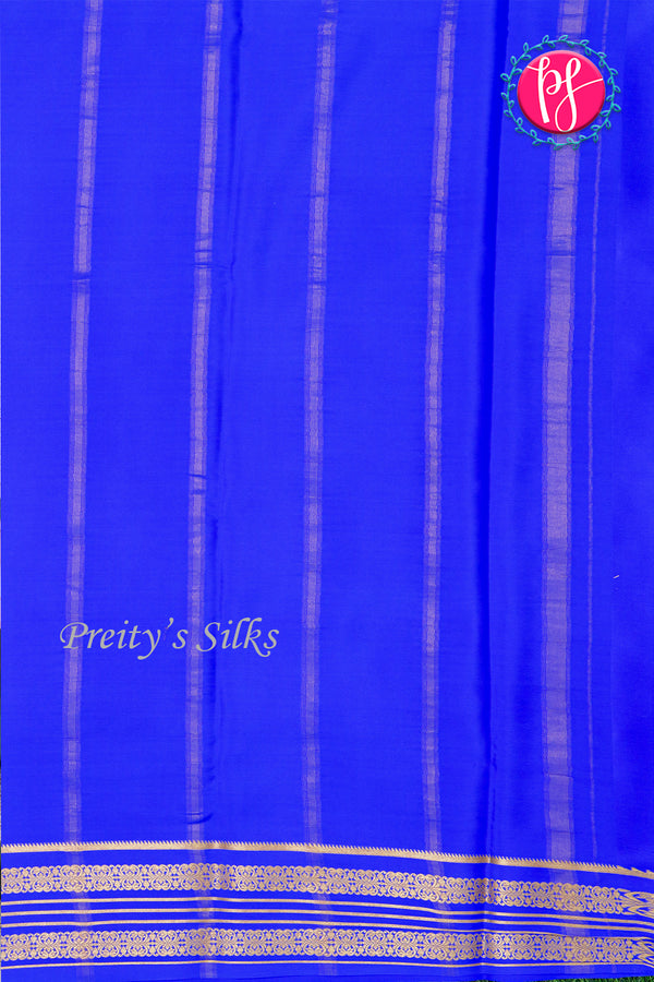 Pure Mysore Crepe Silk Saree-Peach And Royalblue-PA29025