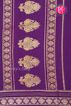 Pure Mysore Crepe Silk Saree-Pinkishgrey And Deeppurple-Peacock border-PA26542