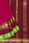 Pure Mysore Crepe Silk Saree -Dark Raspberry And Marron green-PA01242