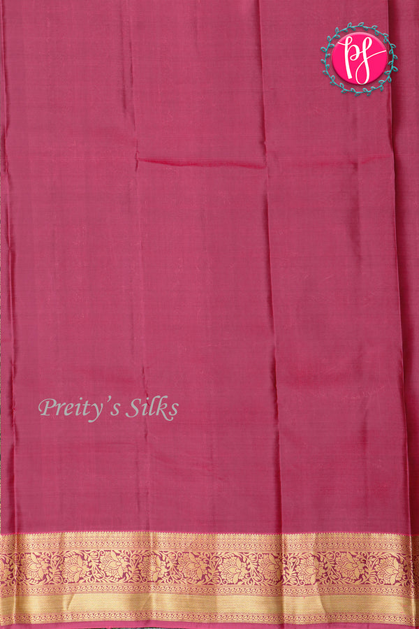 Half Pure Kanchipuram Silk Saree-Bottlegreen And Pink-PA27074