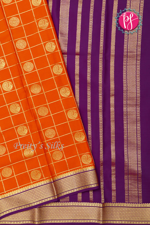 Pure Mysore Crepe Silk Saree -Kanakambara And Deepvoilet-PA72868