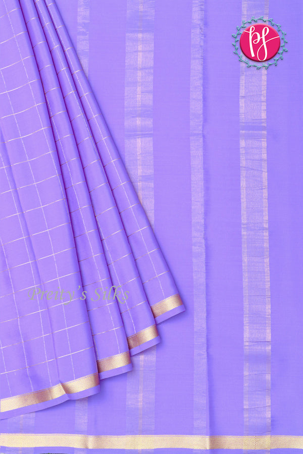 Pure Mysore Crepe Silk Saree (With singlechecks)- Lavender-PA10730