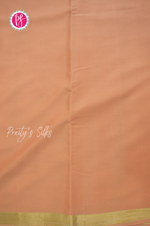 Pure Mysore Crepe Silk Saree-Crimson red And Lightpeach-PA56111