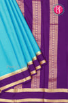 Pure Mysore Crepe Silk Saree -Skyblue And Deeppurple-PF86048