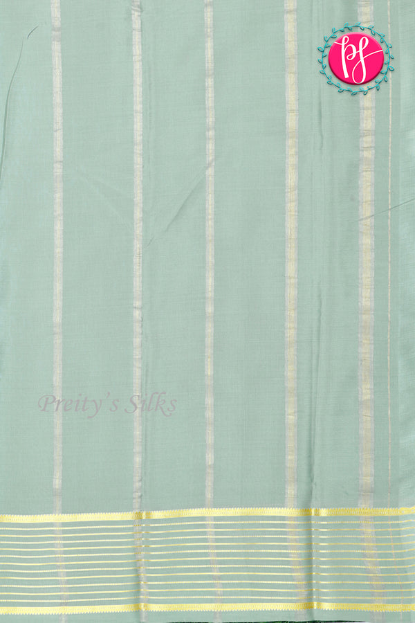 Pure Mysore Crepe Silk Saree-Navyblue And Ash Grey-PA28865