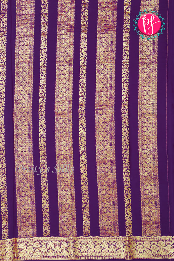 Pure Mysore Crepe Silk Saree-Pastelblue And Purple-PA46832