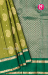 Half Pure Kanchipuram Silk Saree-Mehandi Green With Leaf Green-PF68647