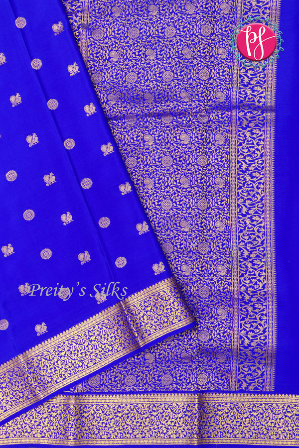 Pure Mysore Crepe Silk Saree -Royalblue-PF85868