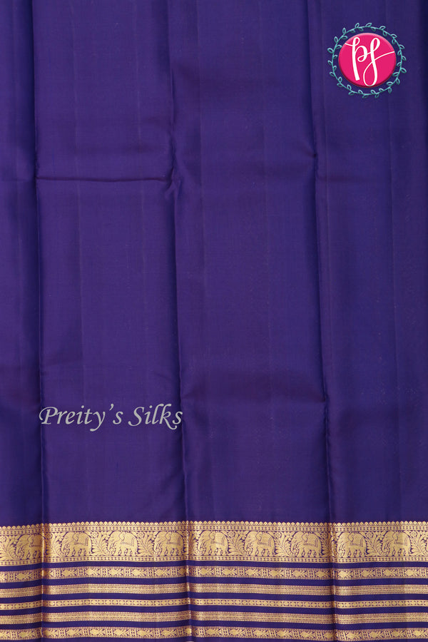 Pure Kanchipuram Silk Saree-Peacockblue And Blue-PF47958