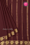 Pure Mysore Crepe Silk Saree-Gandaberunda Border-Chocolatebrown-PF84405