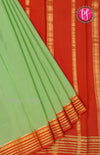 Pure Mysore Crepe Silk Saree-Pistagreen And Red-PF66897