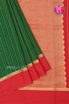 Pure Mysore Crepe Silk Saree Contrast PlainBorder -Green And Red-PA10788