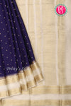 Pure Designer Crepe Silk Saree-Deepnavyblue And Halfwhite-PA20827
