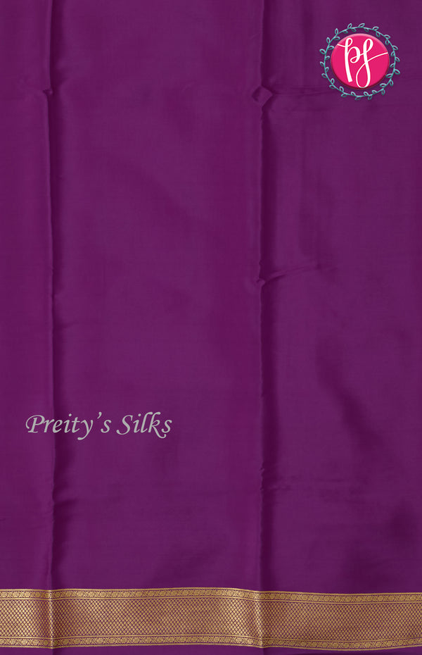 Pure Mysore Crepe Silk saree-White And Purple-PF45500