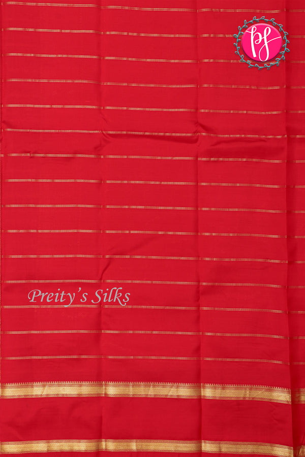 Half Pure Kanchipuram Silk Saree-Red-PA25832