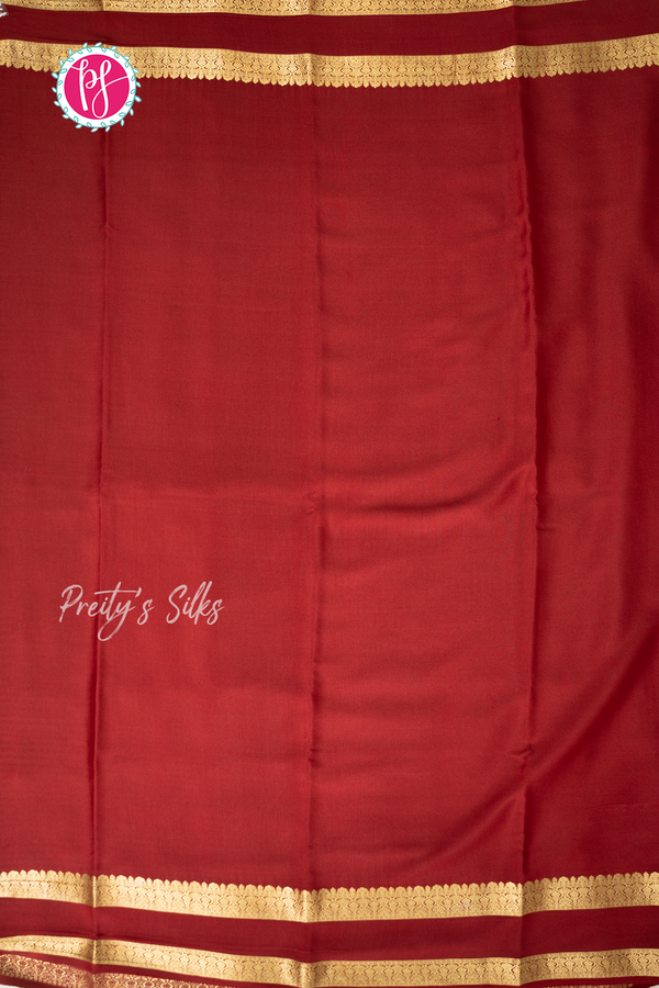 Pure Mysore Crepe Silk Saree-Seagreen And Maroon- PA56208