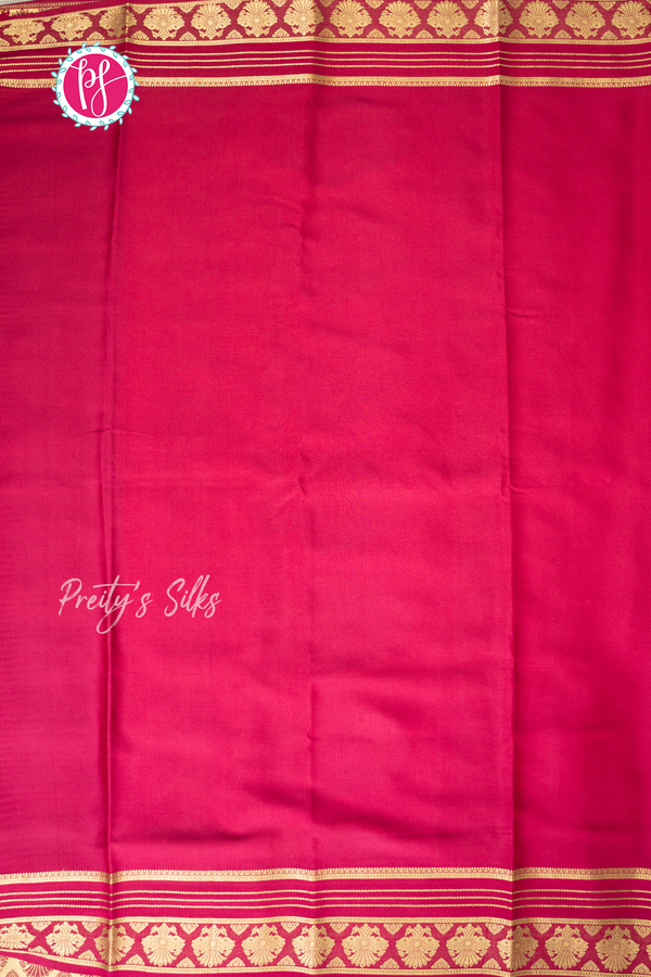 Pure Mysore Crepe Silk Saree-Navyblue And Pink- PA56162