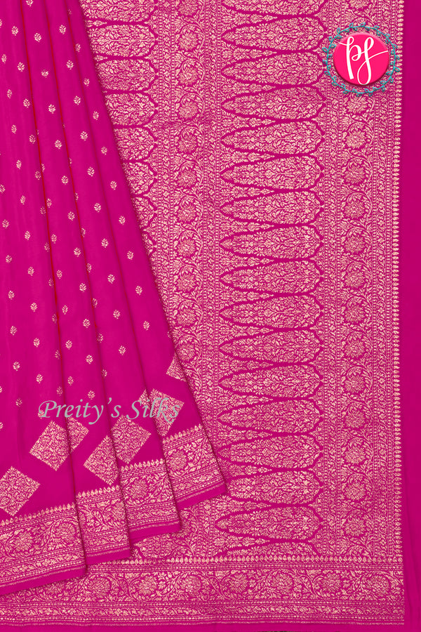 Pure Banarasi crepe silk Saree-RaniPink-PA22100