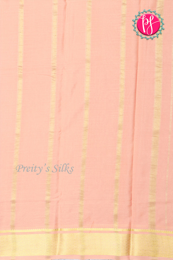 Pure Mysore Crepe Silk Saree-Purple And Melon-PA28744