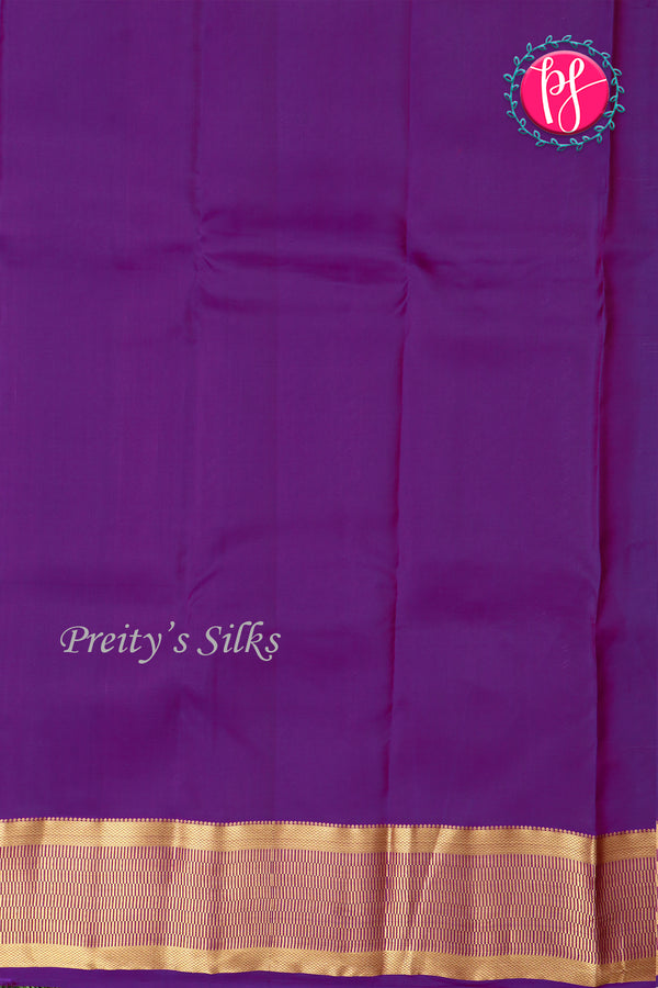 Half Pure Kanchipuram Silk Saree-Grey And Purple-PA25779