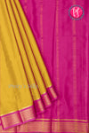 Pure Mysore Crepe Silk Saree-Mustardyellow And Pink-PA22355