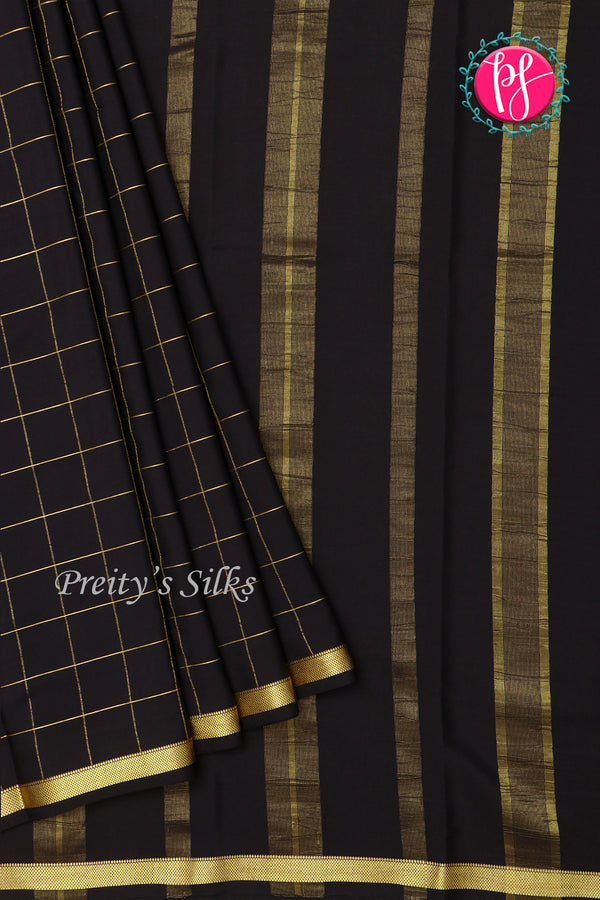 Pure Mysore Crepe Silk Saree-Singlechecks-PA20527