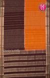 Pure Mysore Crepe Silk saree-Half And Half Pattern-Orange and deep brown-PF60718