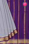 Pure Mysore Crepe Silk Saree-Grey And Purple-PA22355