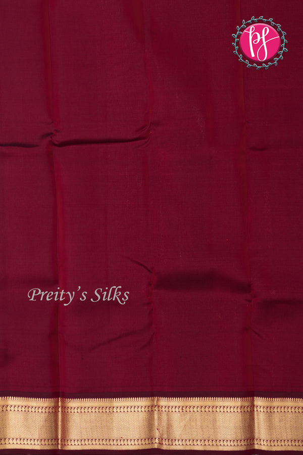 Half Pure Kanchipuram Silk Saree-Mangoyellow And Maroon-PF82197