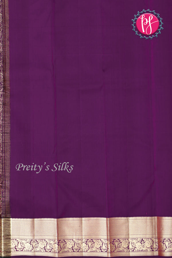 Pure Kanchipuram Silk Saree-Darkpurple -PA04484