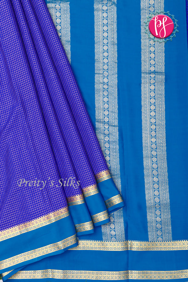 Pure Mysore Crepe Silk Saree -Royalblue And Blue-PF86048