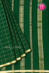 Pure Mysore Crepe Silk Saree (With singlechecks) -Bottlegreen-PA10730