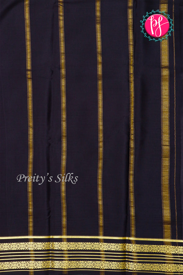 Pure Mysore Crepe Silk Saree-Red And Black-PA29011
