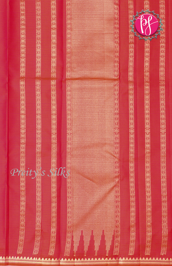 Pure Kanchipuram Silk Saree- Orangish Pink-PF68591
