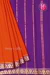 Pure Mysore Crepe Silk Saree-Gandaberunda Border-Rustorange And Purple-PA19895
