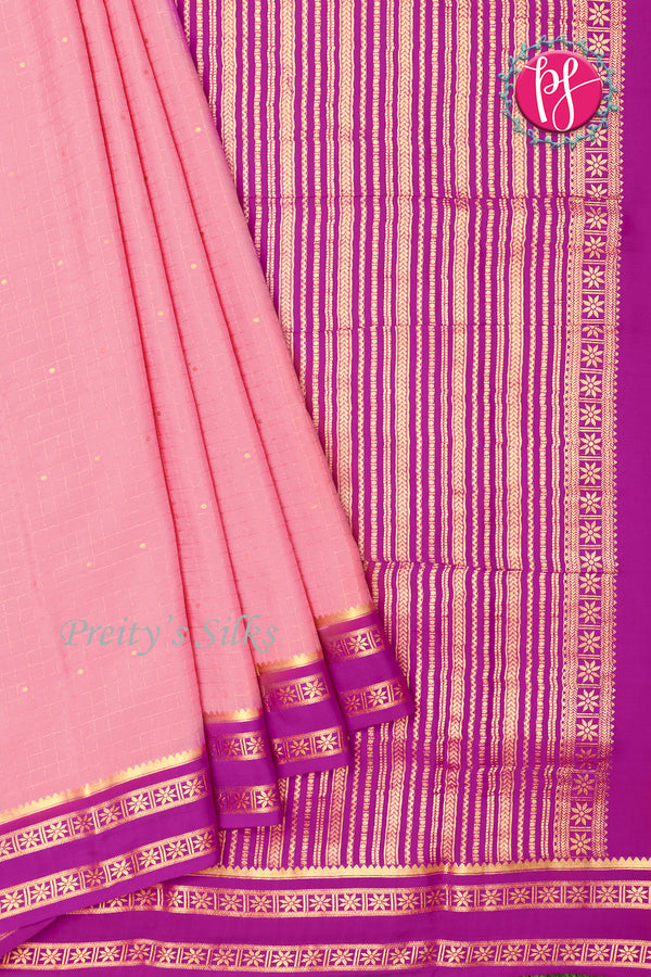 Pure Mysore Crepe Silk Saree -Lightpink And Mejentapink-PF86103
