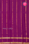 Pure Mysore Crepe Silk Saree-Grayish-pink And Wine- PA22264