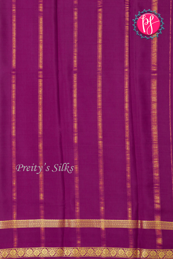 Pure Mysore Crepe Silk Saree-Grayish-pink And Wine- PA22264