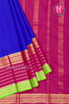 Pure Mysore Crepe Silk Saree -Royalblue And Pink Green-PA01213