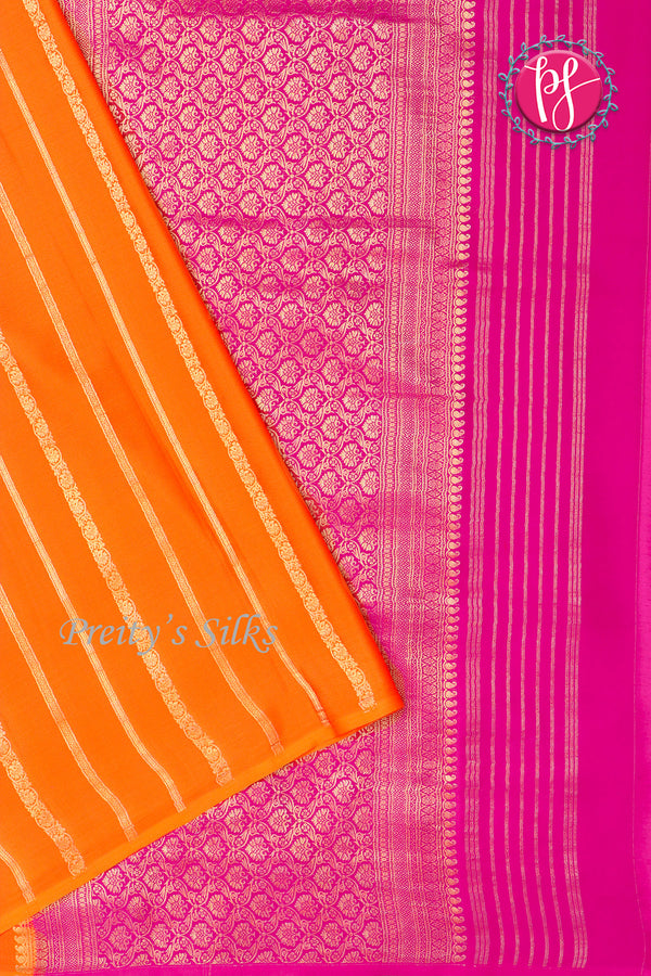 Pure Mysore Crepe Silk Saree Borderless Contrast-PA09550