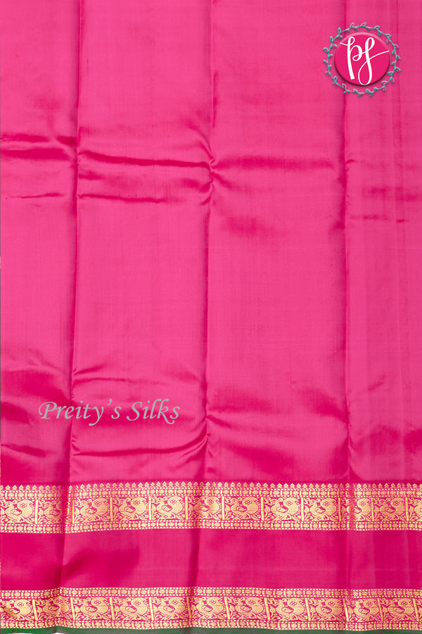 Pure Kanchipuram Silk Saree-Green And pink-PF63079