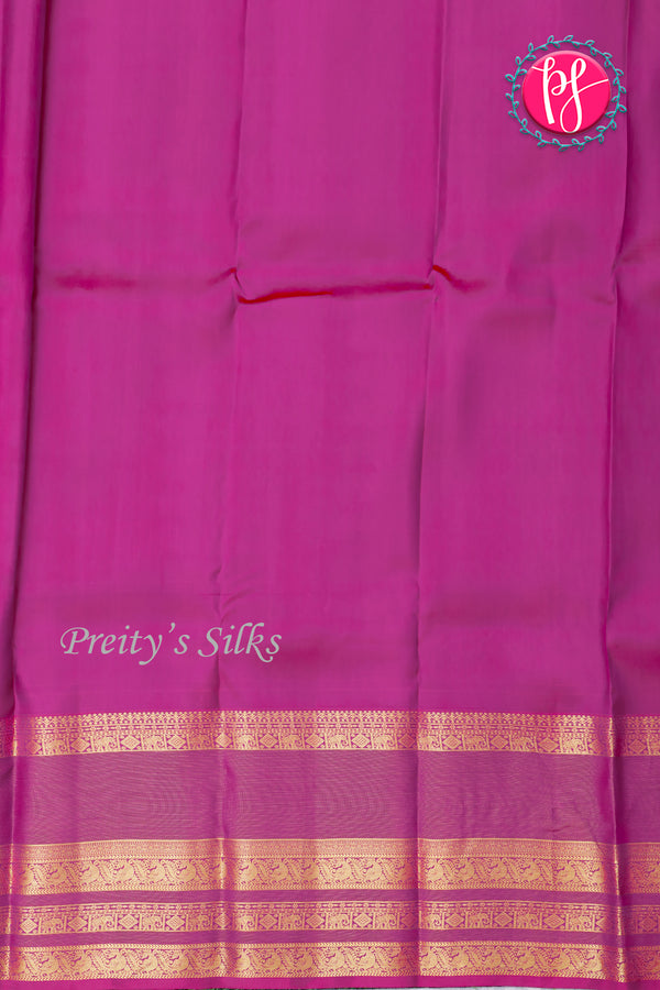Half Pure Kanchipuram Silk Saree-Navyblue And Pink-PA24684